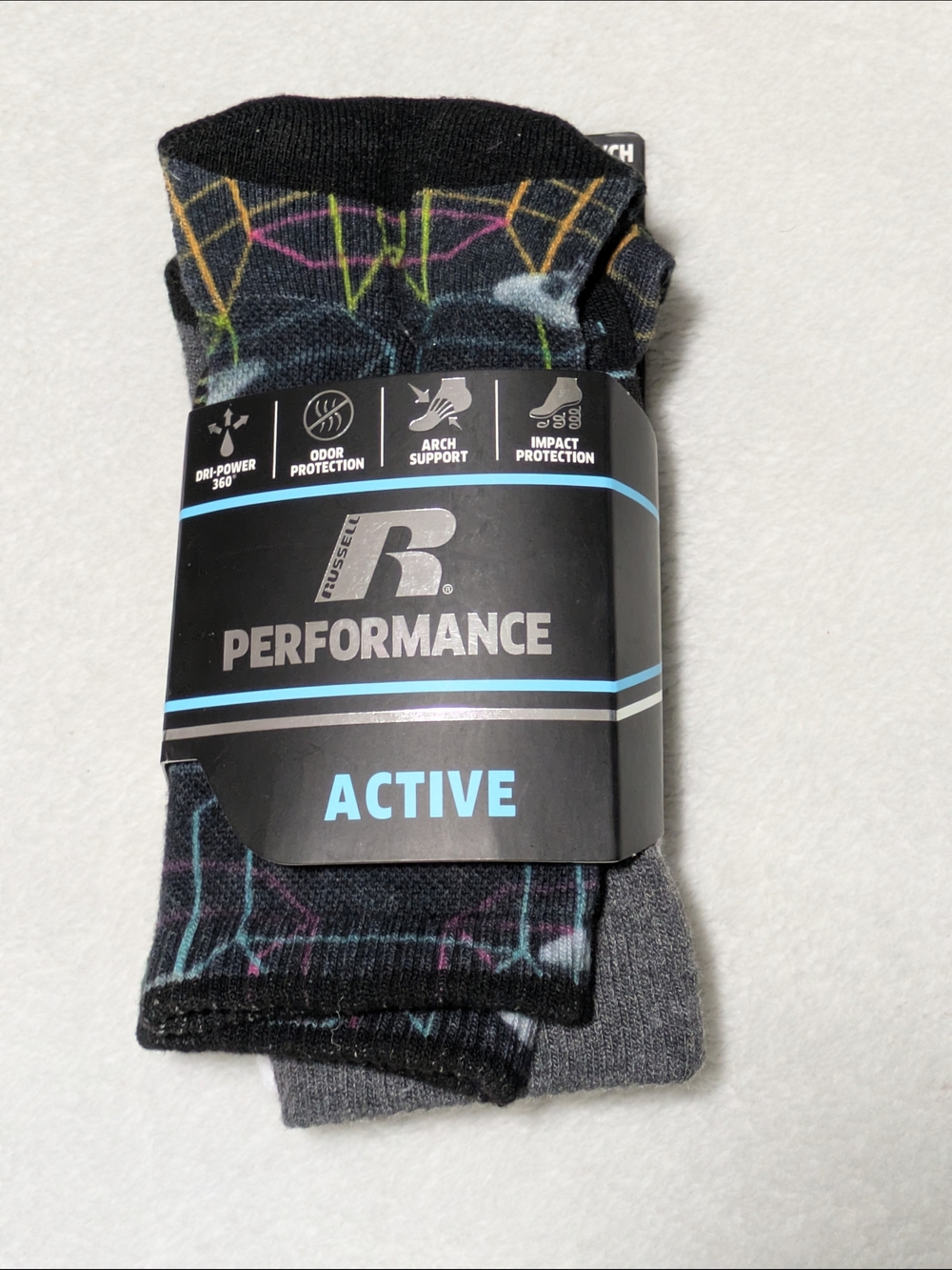 Russell Athletic Boys Size Small S 6/7 3-Pack Crew Socks Performance Active